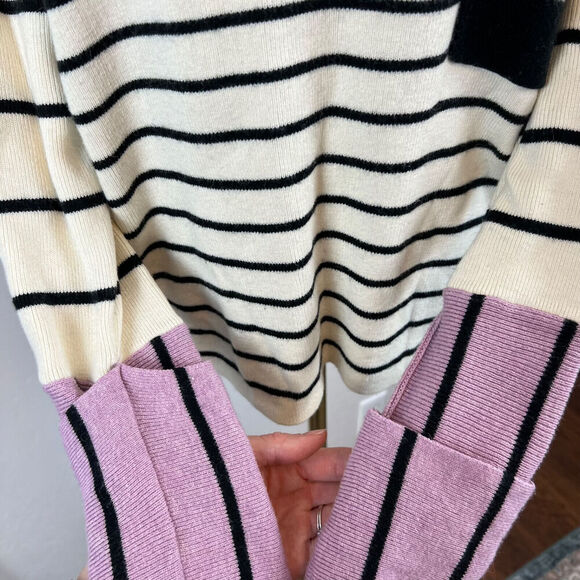 Anthropologie Sweater Womens Small Multi Striped Faye Wool Blend Boat Neck Boho - Picture 3 of 11
